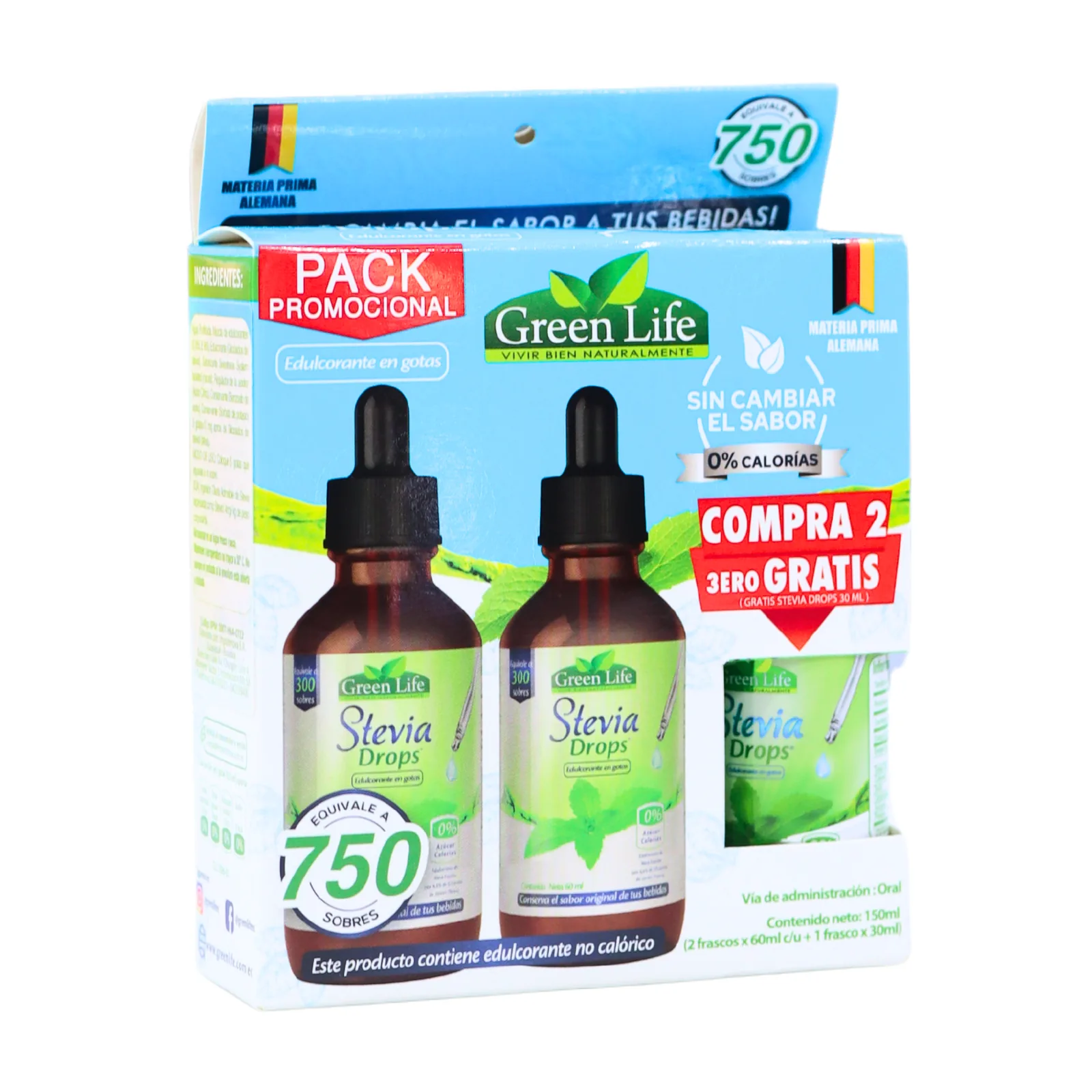 Presentación de STEVIA DROPS PACK PROMOCIONAL – GREEN LIFE