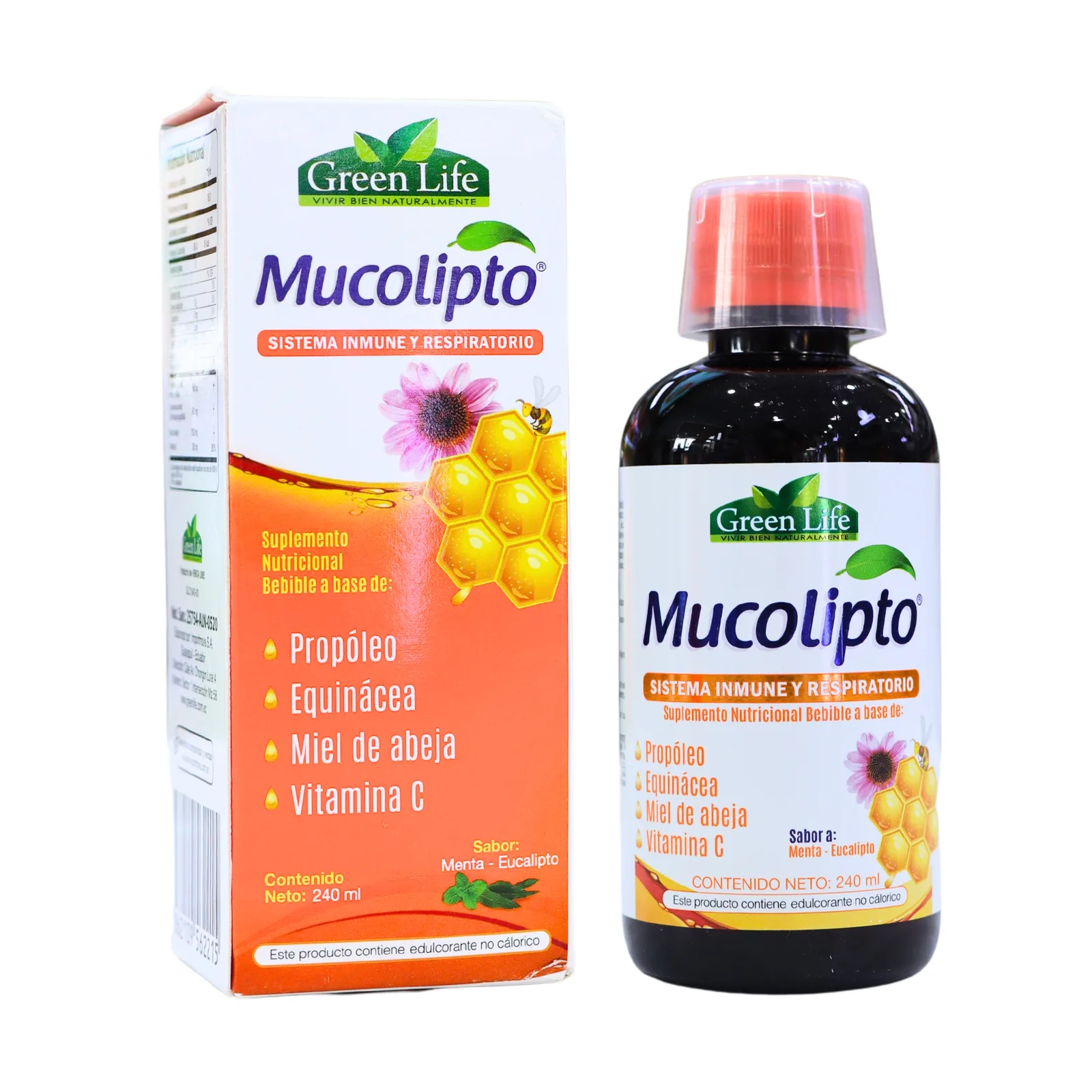Presentación de MUCOLIPTO 240 ML – GREEN LIFE