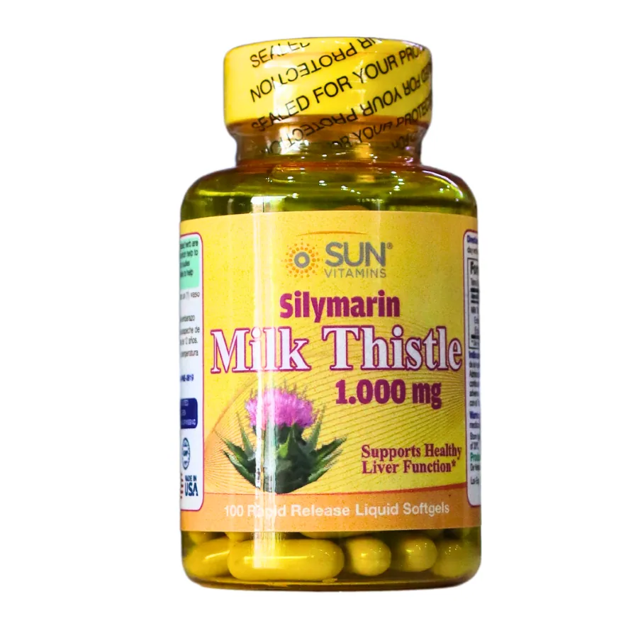 Presentación de MILK THISTLE 1000MG 100 SOFTGELS – SUN VITAMINS