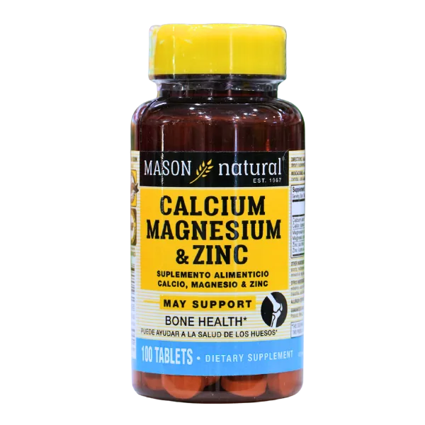 Presentación de CALCIUM MAGNESIUM & ZINC 100 TABLETS – MASON VITAMINS