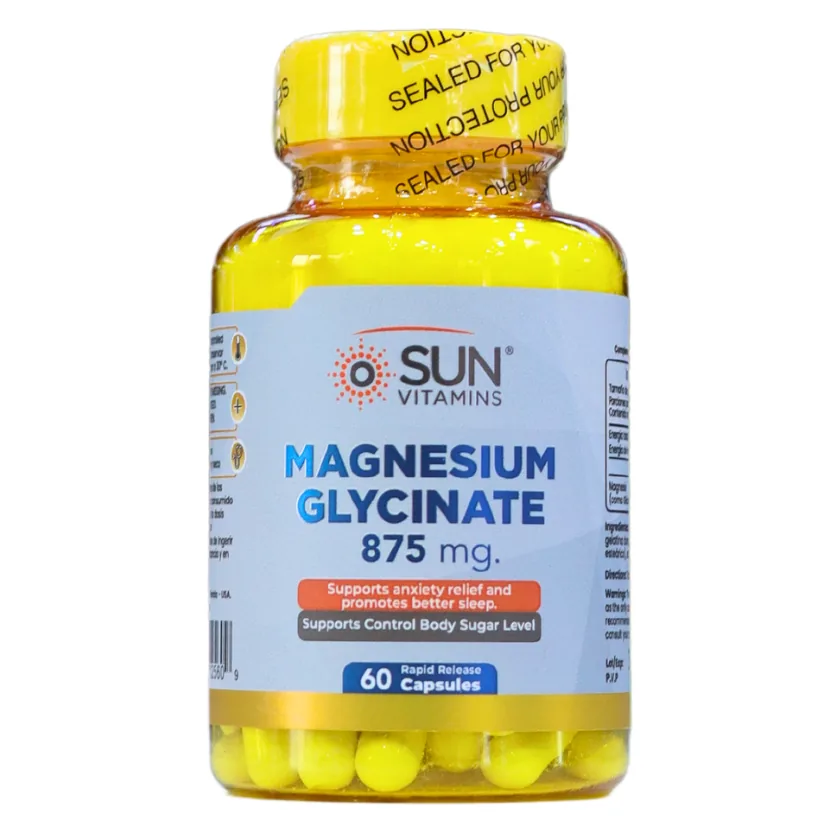 Presentación de GLICINATO DE MAGNESIO 875 MG (60 CÁPSULAS) – SUN VITAMINS