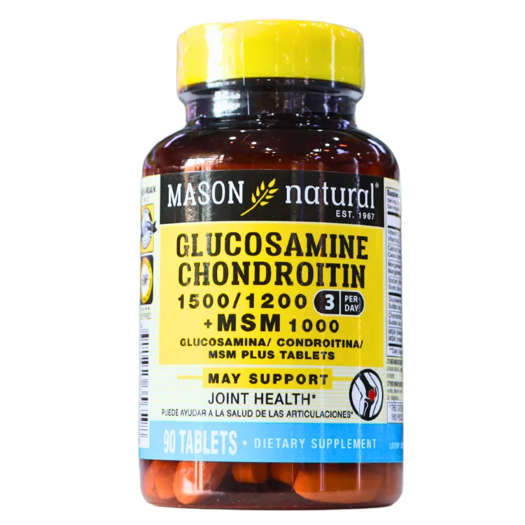 Presentación de GLUCOSAMINE CHONDROITIN + MSM 90 TABLETAS – MASON NATURAL