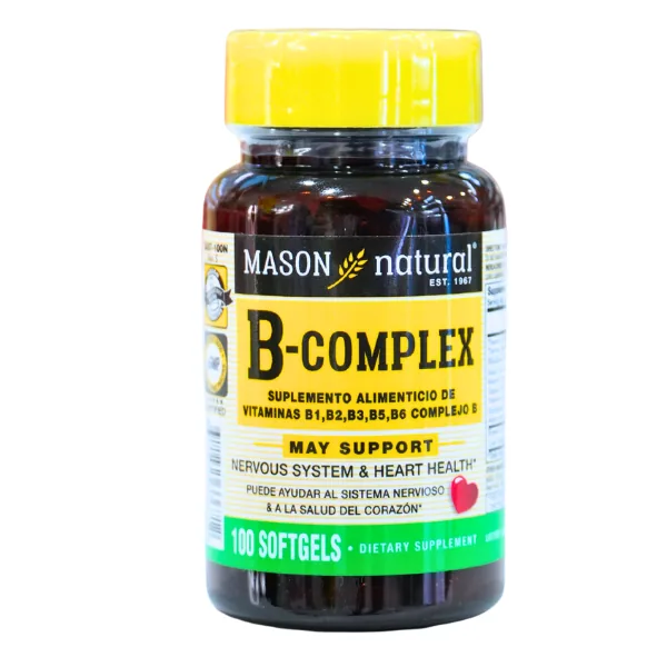 Presentación de B – COMPLEX + 100 SOFTGELS – MASON NATURAL