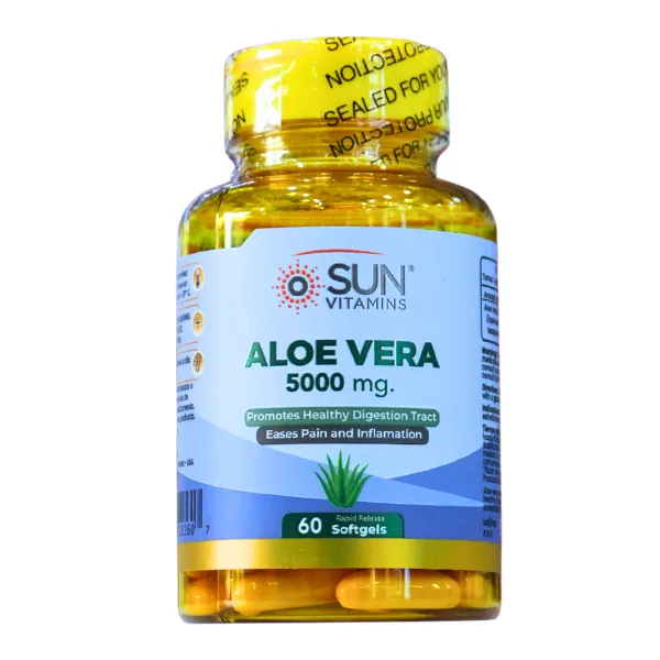 Presentación de ALOE VERA 5000 MG + 60 SOFTGELS – SUN VITAMINS