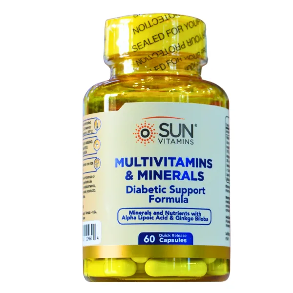 Presentación de MULTIVITAMINS & MINERALS DIABETIC FORMULA + 60 CAP – SUN VITAMINS