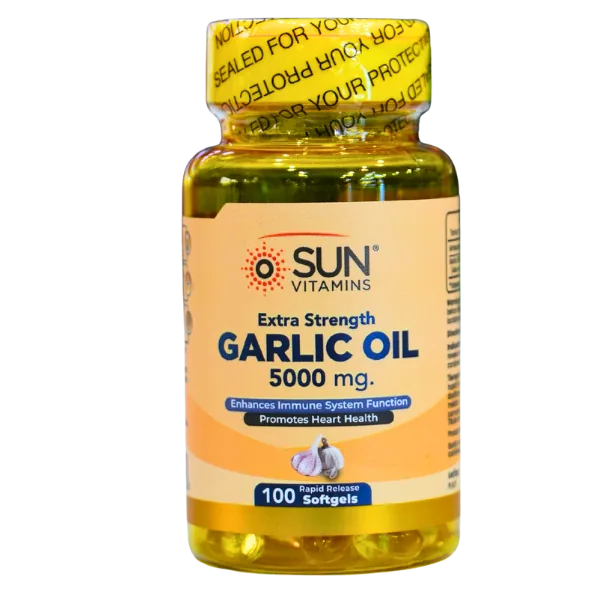 Presentación de GARLIC OIL 5000 MG + 100 SOFTGELS – SUN VITAMINS