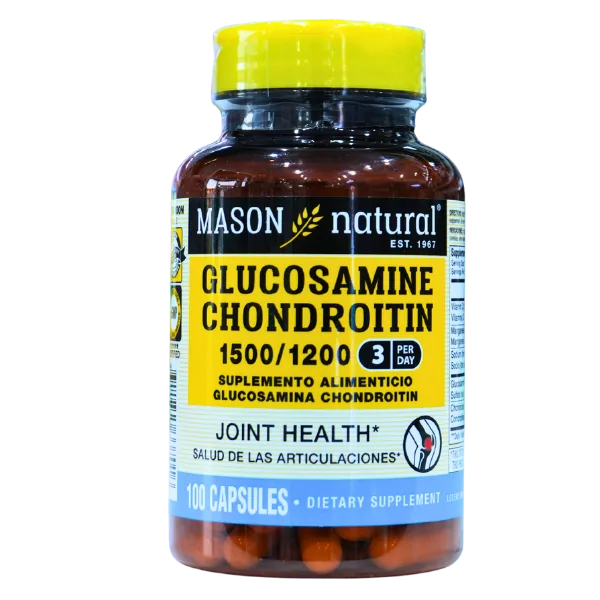 Presentación de GLUCOSAMINE CHONDROITIN + MSM 100 CAPSULAS – MASON NATURAL