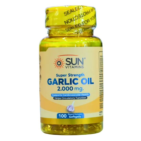 Presentación de GGARLIC OIL 2000 MG + 100 SOFTGELS – SUN VITAMINS