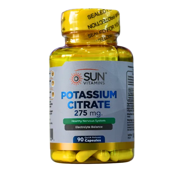 Presentación de POTASSIUM CITRATE 275 MG + 90 CAPSULES – SUN VITAMINS